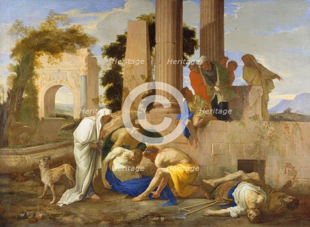 Tobit Burying the Dead, 1640s. Creator: Andrea di Lione.