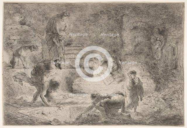 Tobit burying the dead, ca. 1647-51. Creator: Giovanni Benedetto Castiglione.