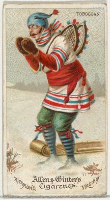 Toboggan, from World's Dudes series (N31) for Allen & Ginter Cigarettes, 1888. Creator: Allen & Ginter