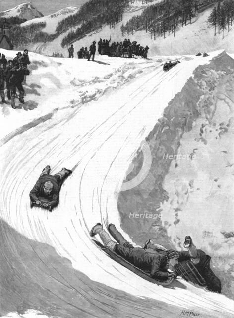 ''Tobogganing at St. Moritz, Engadine, Switzerland', 1890. Creator: Unknown.