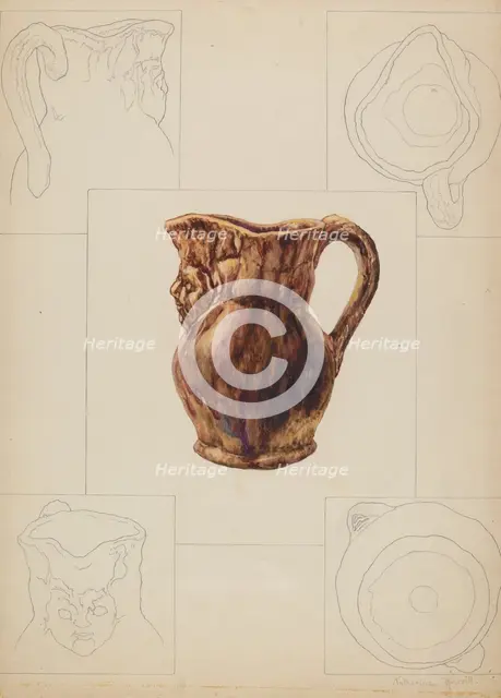 Toby Pottery Jug, c. 1938. Creator: Katharine Merrill.