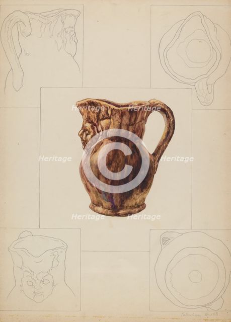 Toby Pottery Jug, c. 1938. Creator: Katharine Merrill.