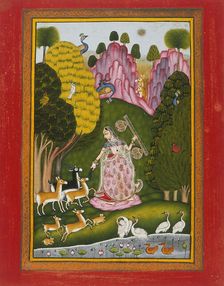 Todi Ragini, Second Wife of Hindol Raga, Folio from a Ragamala..., between c1775 and c1800. Creator: Unknown