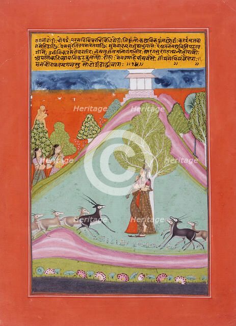 Todi Ragini, Second Wife of Hindol Raga, Folio from a Ragamala (Garland of Melodies), c1750. Creator: Unknown.