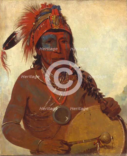 Tóh-to-wah-kón-da-pee, Blue Medicine, a Medicine Man of the Ting-ta-to-ah Band, 1835. Creator: George Catlin.