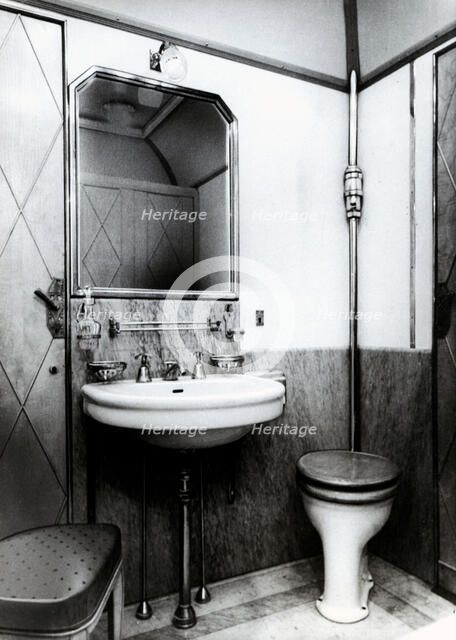 Toilet cabin in an Italian wagon train, 1950.