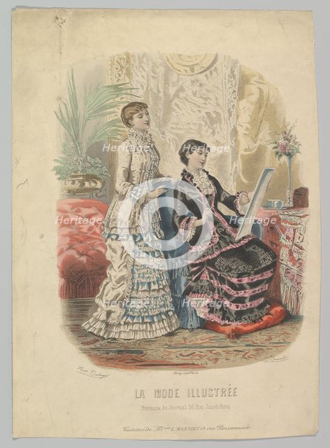 Toilettes de Mme. L. Massieu, from La Mode Illustrée, 1881. Creators: Adèle-Anaïs Colin, J. Bonnard.