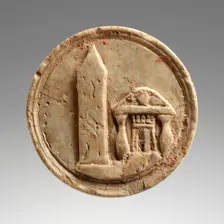 Token with an Egyptian Obelisk and a Temple, early 1st century A.D. Creator: Unknown