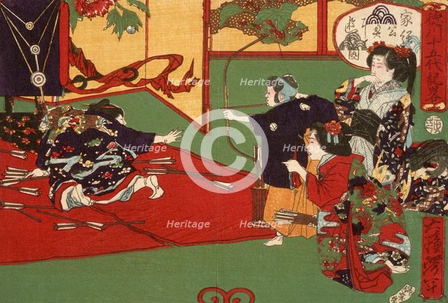 Tokugawa Ietsuga Playing at Archery, 1875. Creator: Tsukioka Yoshitoshi.
