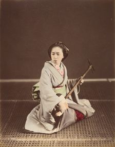 [Tokyo Geisha with Shamisen], 1870s. Creator: Unknown