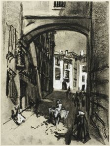 Toledo, Street of the Arch, c. 1903. Creator: Joseph J Pennell