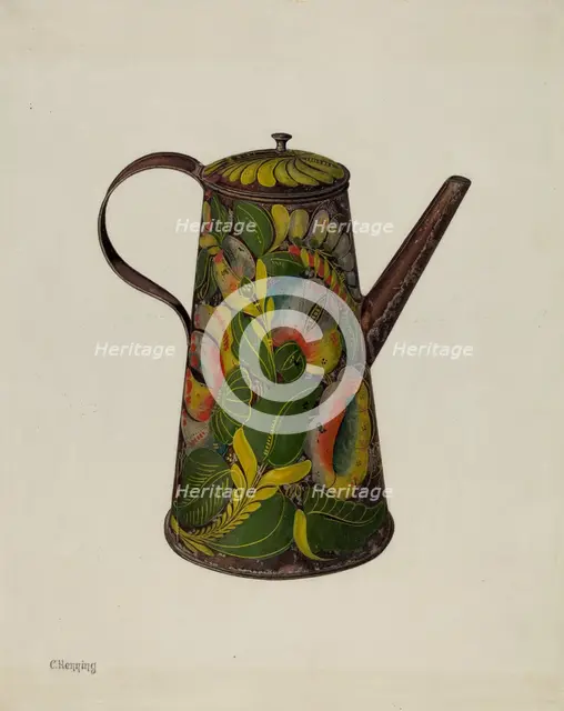 Toleware Coffee Pot, 1935/1942. Creator: Charles Henning.