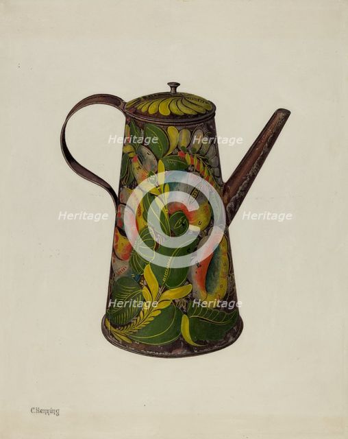 Toleware Coffee Pot, 1935/1942. Creator: Charles Henning.