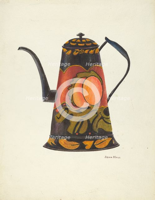 Toleware Coffee Pot, 1935/1942. Creator: John Hall.