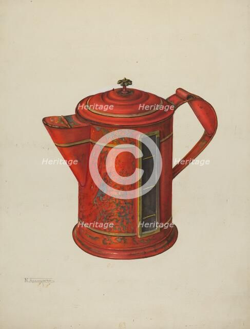 Toleware Coffee Pot, 1935/1942. Creator: Nicholas Acampora.