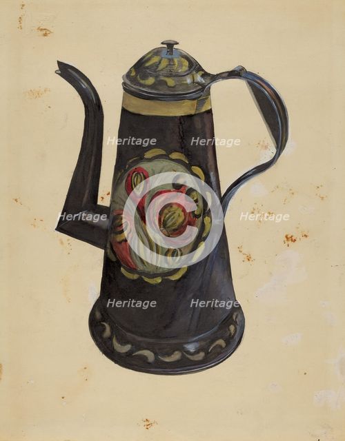 Toleware Coffee Pot, c. 1936. Creator: Mina Lowry.