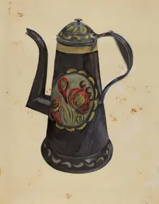 Toleware Coffee Pot, c. 1936. Creator: Mina Lowry