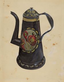Toleware Coffee Pot, c. 1936. Creator: Mina Lowry