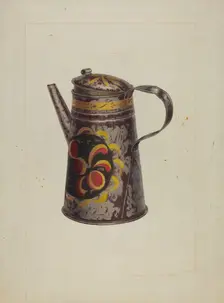 Toleware Coffee Pot, c. 1938. Creator: Edward L Loper