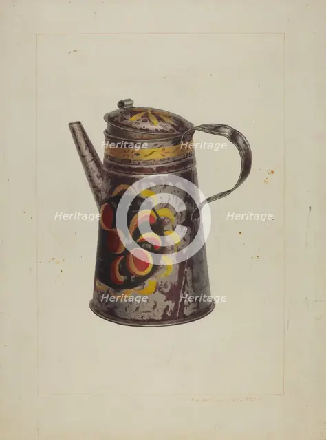 Toleware Coffee Pot, c. 1938. Creator: Edward L Loper.