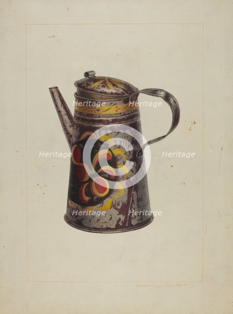 Toleware Coffee Pot, c. 1938. Creator: Edward L Loper.