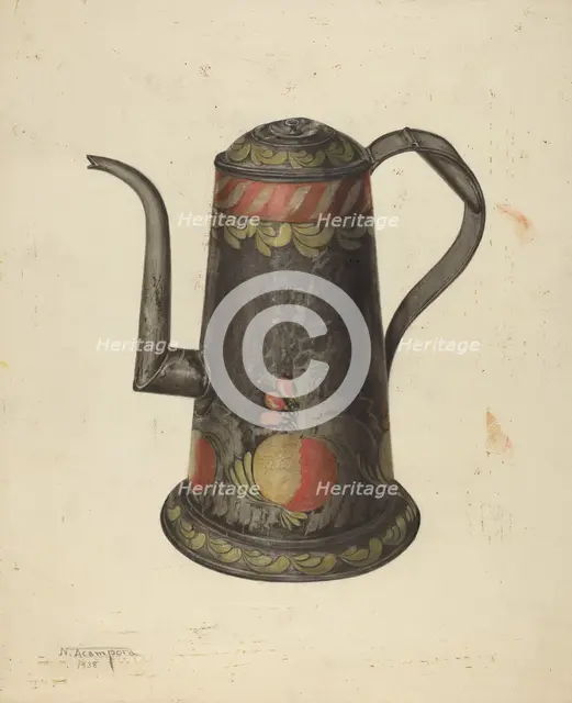 Toleware Coffee Pot, c. 1938. Creator: Nicholas Acampora.