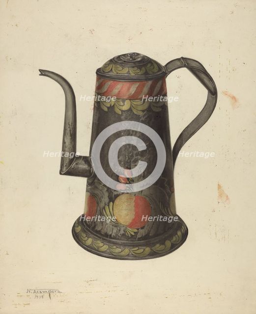Toleware Coffee Pot, c. 1938. Creator: Nicholas Acampora.