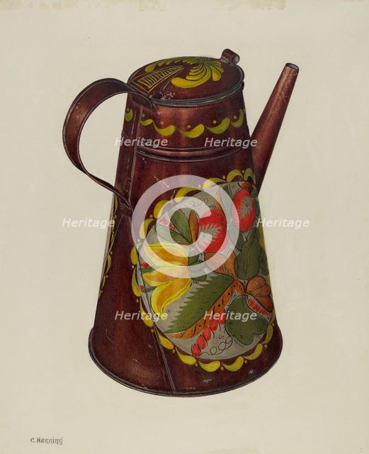 Toleware Coffee Pot, c. 1940. Creator: Charles Henning.