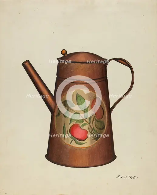 Toleware Coffee Pot, c. 1940. Creator: Richard Taylor.