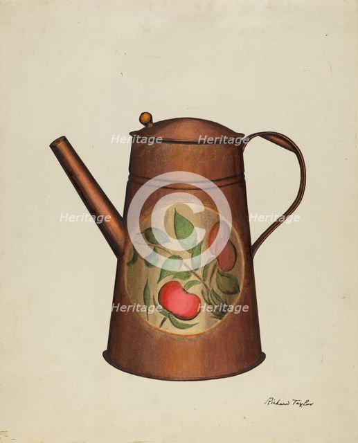 Toleware Coffee Pot, c. 1940. Creator: Richard Taylor.