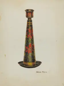 Toleware Candlestick, 1935/1942. Creator: John Hall