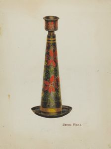 Toleware Candlestick, 1935/1942. Creator: John Hall