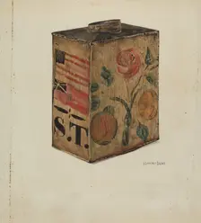 Toleware Canteen, c. 1938. Creator: H. Langden Brown