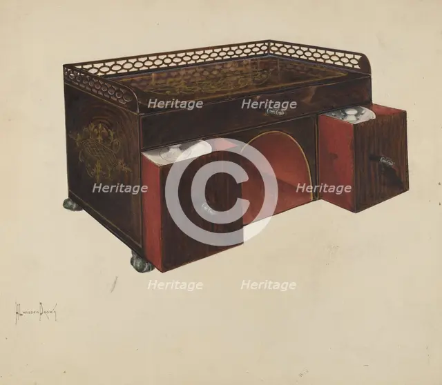Toleware Ink Stand, c. 1937. Creator: H. Langden Brown.