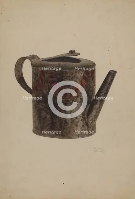 Toleware Metal Teapot, c. 1939. Creator: Andrew Topolosky.