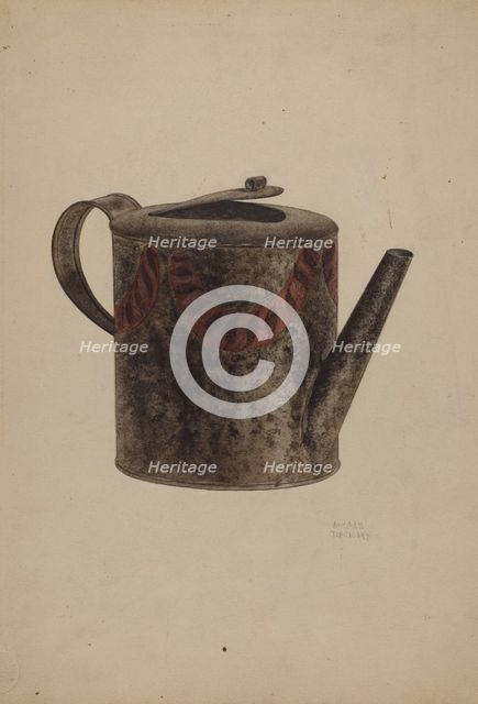 Toleware Metal Teapot, c. 1939. Creator: Andrew Topolosky.