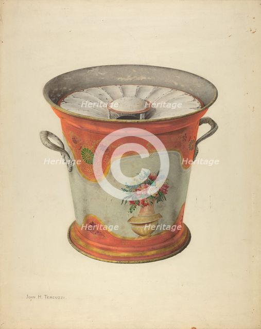 Toleware Slop Pail, 1935/1942. Creator: John H. Tercuzzi.