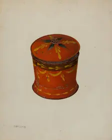 Toleware Sugar Bowl, c. 1940. Creator: Charles Henning