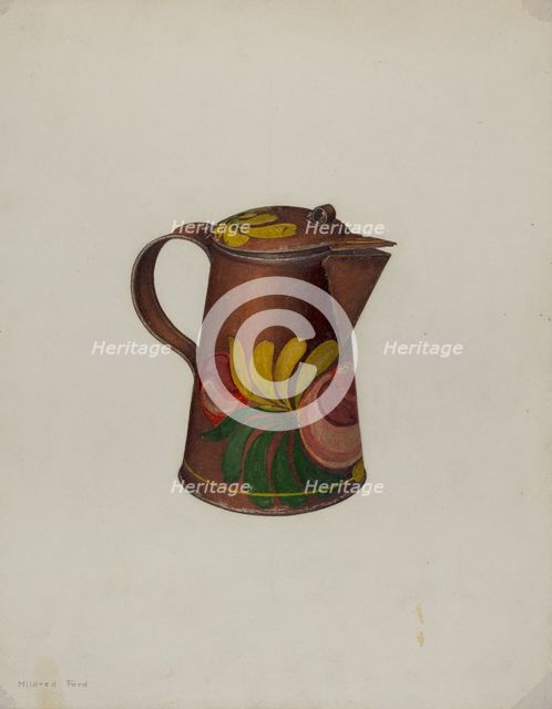 Toleware Syrup Pot, c. 1941. Creator: Mildred Ford.