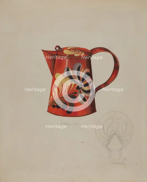 Toleware Syrup Pitcher, c. 1937. Creator: Grace Halpin.