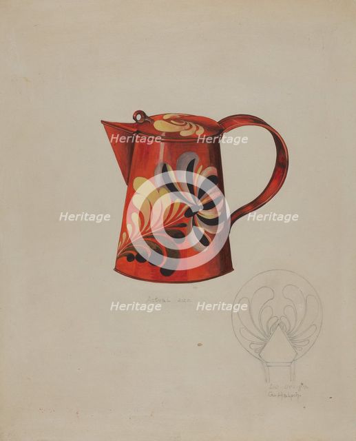 Toleware Syrup Pitcher, c. 1937. Creator: Grace Halpin.