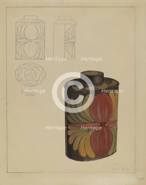Toleware Tea Caddy, 1935/1942. Creator: Janet Riza.