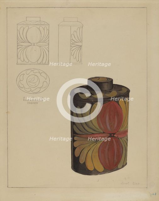 Toleware Tea Caddy, 1935/1942. Creator: Janet Riza.
