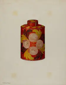 Toleware Tea Caddy, c. 1940. Creator: Mildred Ford
