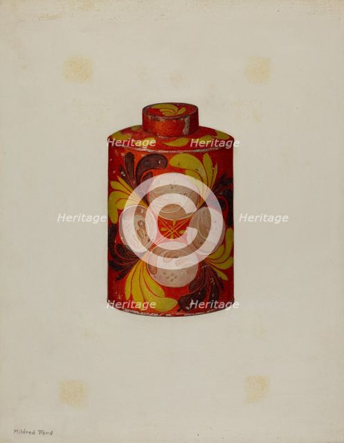 Toleware Tea Caddy, c. 1940. Creator: Mildred Ford.