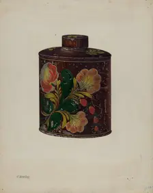 Toleware Tea Caddy, c. 1940. Creator: Charles Henning