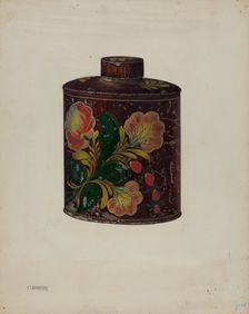Toleware Tea Caddy, c. 1940. Creator: Charles Henning
