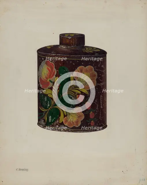 Toleware Tea Caddy, c. 1940. Creator: Charles Henning.