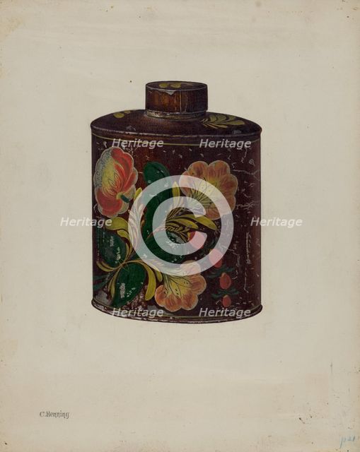 Toleware Tea Caddy, c. 1940. Creator: Charles Henning.