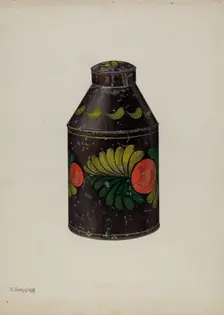 Toleware Tea Caddy, c. 1941. Creator: Charles Henning